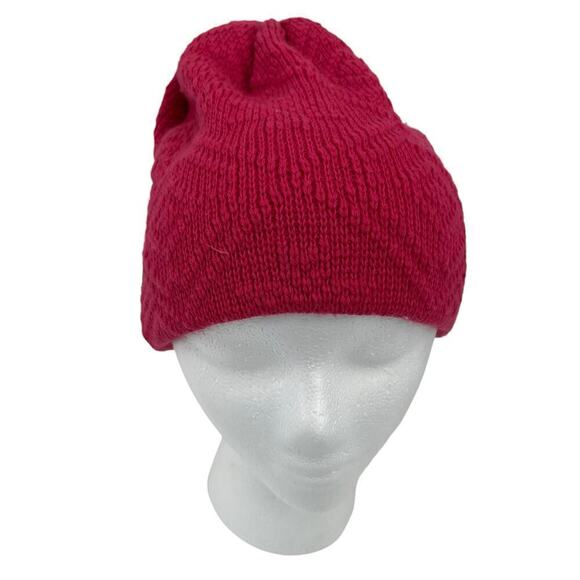 Smiley‎ Beanie 100% Wool Cap Pink Sock Hat Mountain Outdoor - Picture 2 of 7